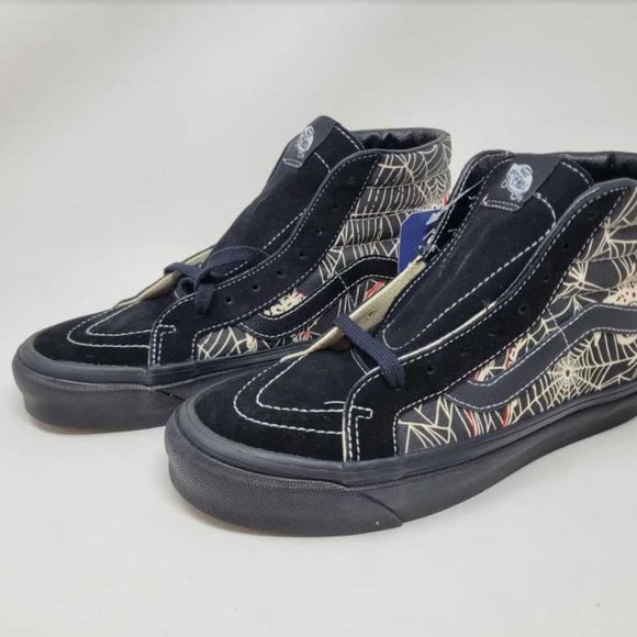 New men's Vans Sk8-Hi 38 DX Anaheim Factory OG black spider web shoes - Picture 6 of 8